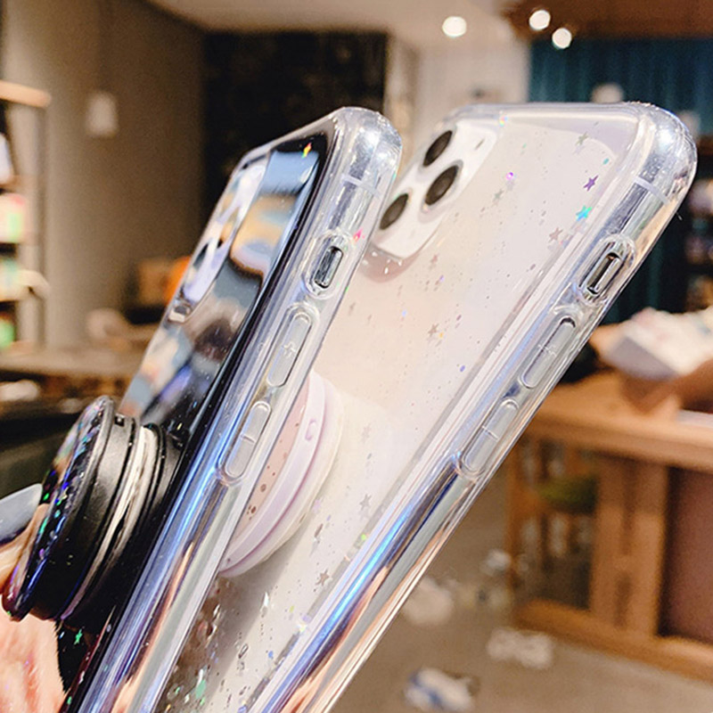 Glitter Custodia per supporto per Samsung A51 A71 A50 A70 A21s A12 A41 A40 A31 A20e A02 Cover per Samsung J6 J4 A6 A8 Plus A7 2018_voghion.com