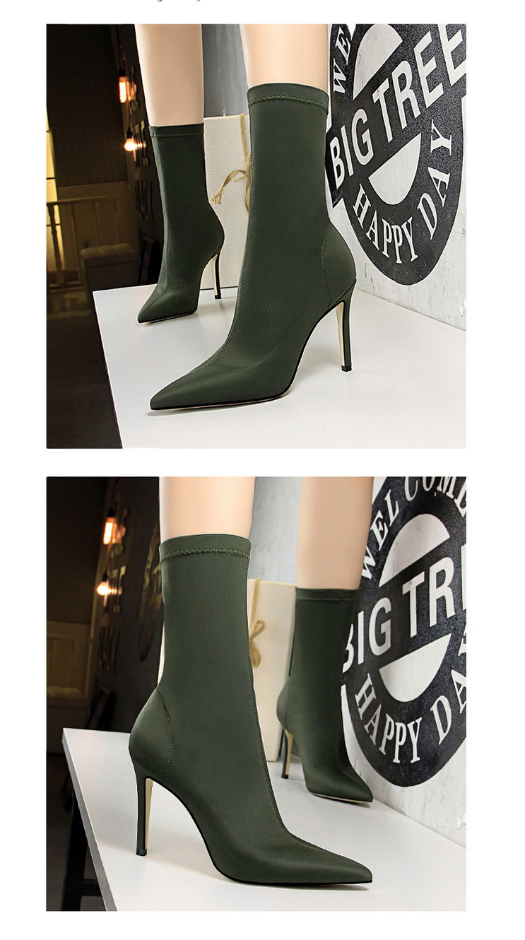 315-1 Einfache Damen-Stiefel mit dünnem, superhohem Absatz und sexy Nachtclub-Passform, schmaler, spitzer Leica-elastischer Kurzstiefel_voghion.com