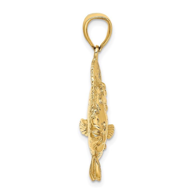 14K 3-D Flounder Fish Charm_voghion.com