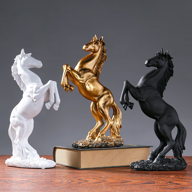 Levitating Horse European Style Resin Craft Room Desktop Realistic Animal Decoration Ornament Opening Entrance Feng Shui_voghion.com