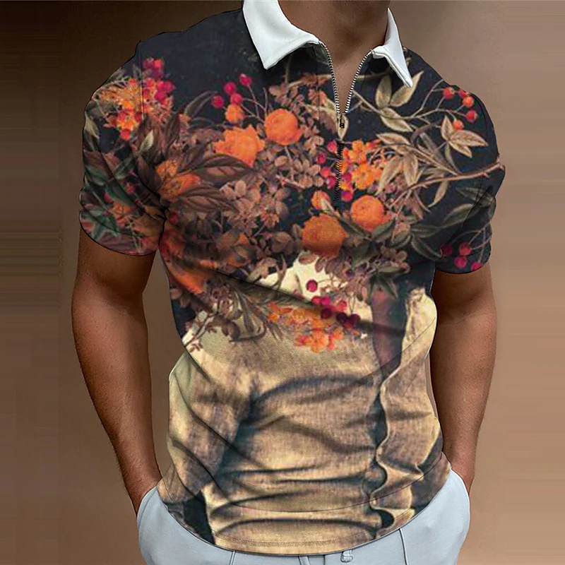 New fashion 3d printed men's Polo shirt casual lapel Polo shirt casual men's retro slim top_voghion.com