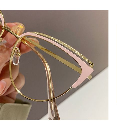 Neuheiten R57292 Metall Cat Eye Lesebrille Frauen Mode Aushöhlen Optische Presbyopie Brille Dioptric + 50 + 100 + 200 + 300_voghion.com