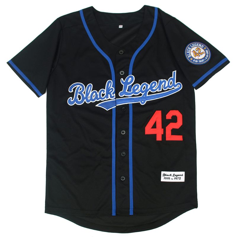 42 chemise surdimensionnée américaine hip-hop brodée noire maillot de baseball couple_voghion.com