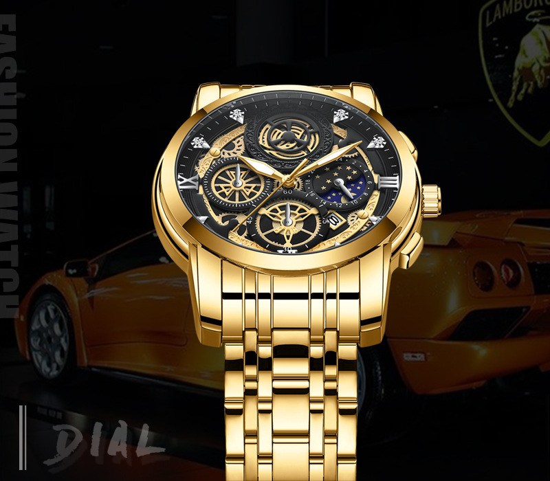 New Sun, Moon And Star Men's Watch Hollow Calendar Tourbillon Quartz Waterproof Watch Men's Watch_voghion.com