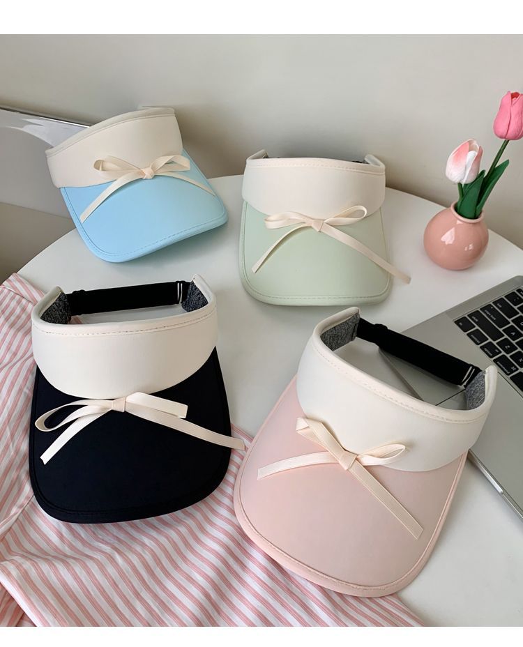 Bow Color Matching Empty Top Sunscreen Hat Women's Summer 2024 New Casual Versatile Sunscreen And UV Protection Sun Hat_voghion.com