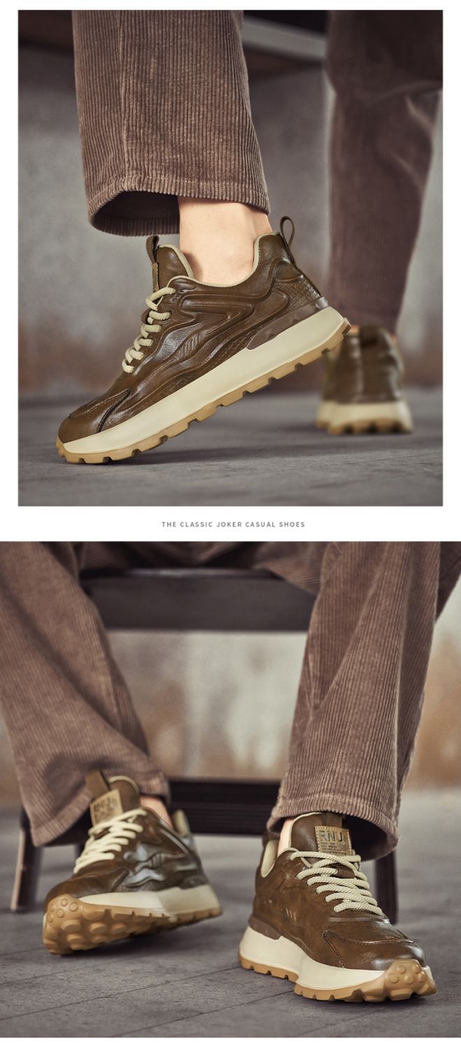 Scarpe sportive da uomo con suola spessa in pelle nera con rialzo in altezza_voghion.com