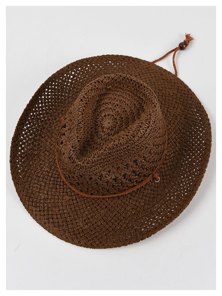 Vendita calda Panama Cappelli estivi da sole Donna Uomo Traforato Spiaggia Paglia per Uomo Protezione UV Cappello Chapeau Femme Cappello da cowboy da donna_voghion.com