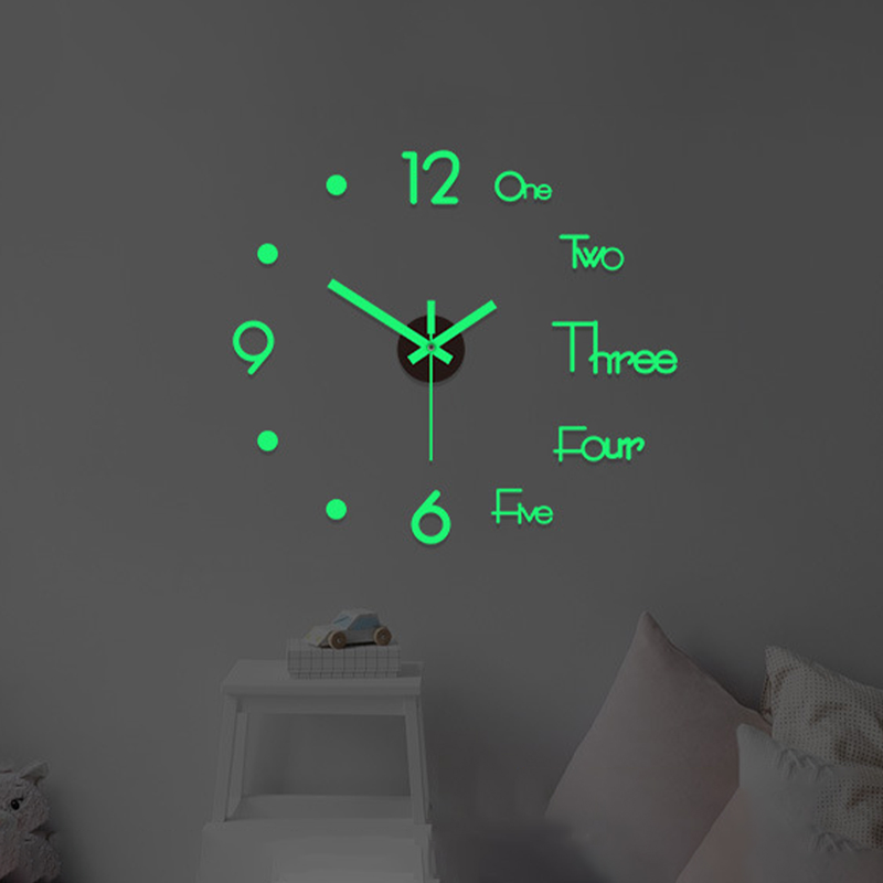 Sienas pulkstenis 3D DIY Moderns dizains Lieli kvarca pulksteņi Modes Pulksteņi Uzlīmes Dzīvojamā istaba Mājas dekors Horloge Gaismas Bezrāmju_voghion.com