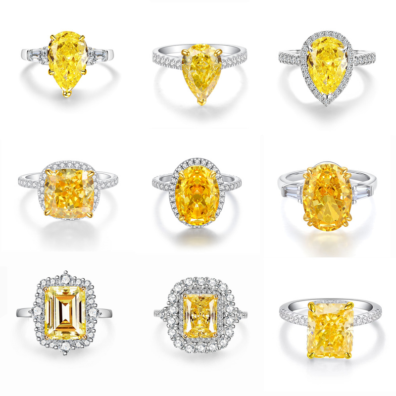 Tancise, anello da donna in argento Sterling con pietre preziose di colore giallo, per matrimonio, fidanzamento e cocktail _voghion.com
