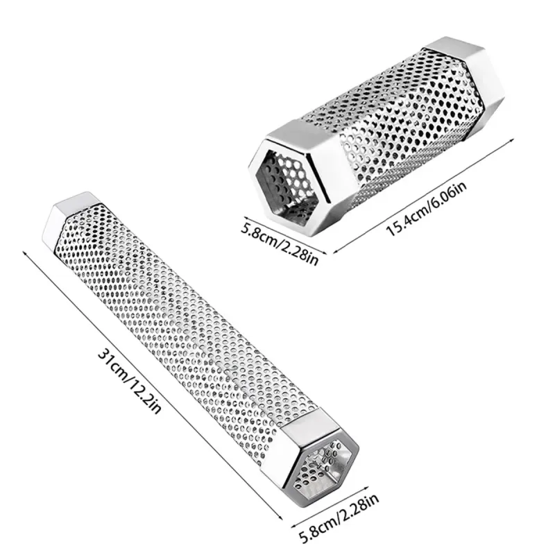 6/12 Inch BBQ Rvs Roker Grill Buis Geperforeerde Mesh Filter Gadget Pellet Roken Generator Hexagon Spice Gerookte Doos_voghion.com