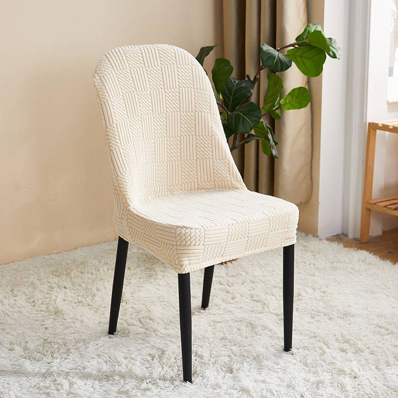 Thickened polar fleece jacquard curved chair cover all-inclusive universal dining table and chair protective cover household round stool cover_voghion.com