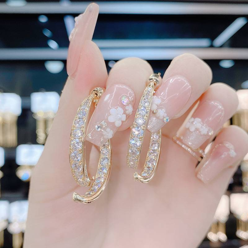 Orecchini da donna con diamanti a doppio strato irregolari, stile INS, con perforazione, regalo di amicizia per ragazze alla moda_voghion.com