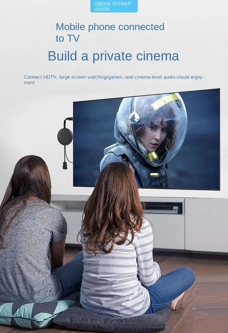 Projetor de tela sem fio para celular popular, a mesma tela de TV, projetor universal HD, conector HDMI doméstico_voghion.com
