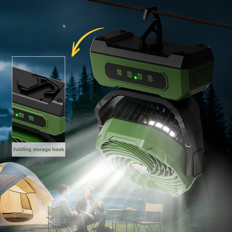 New Explosive Outdoor Camping Large Capacity Super Battery Life Intelligent Shaking Head Portable USB Charging Fan_voghion.com