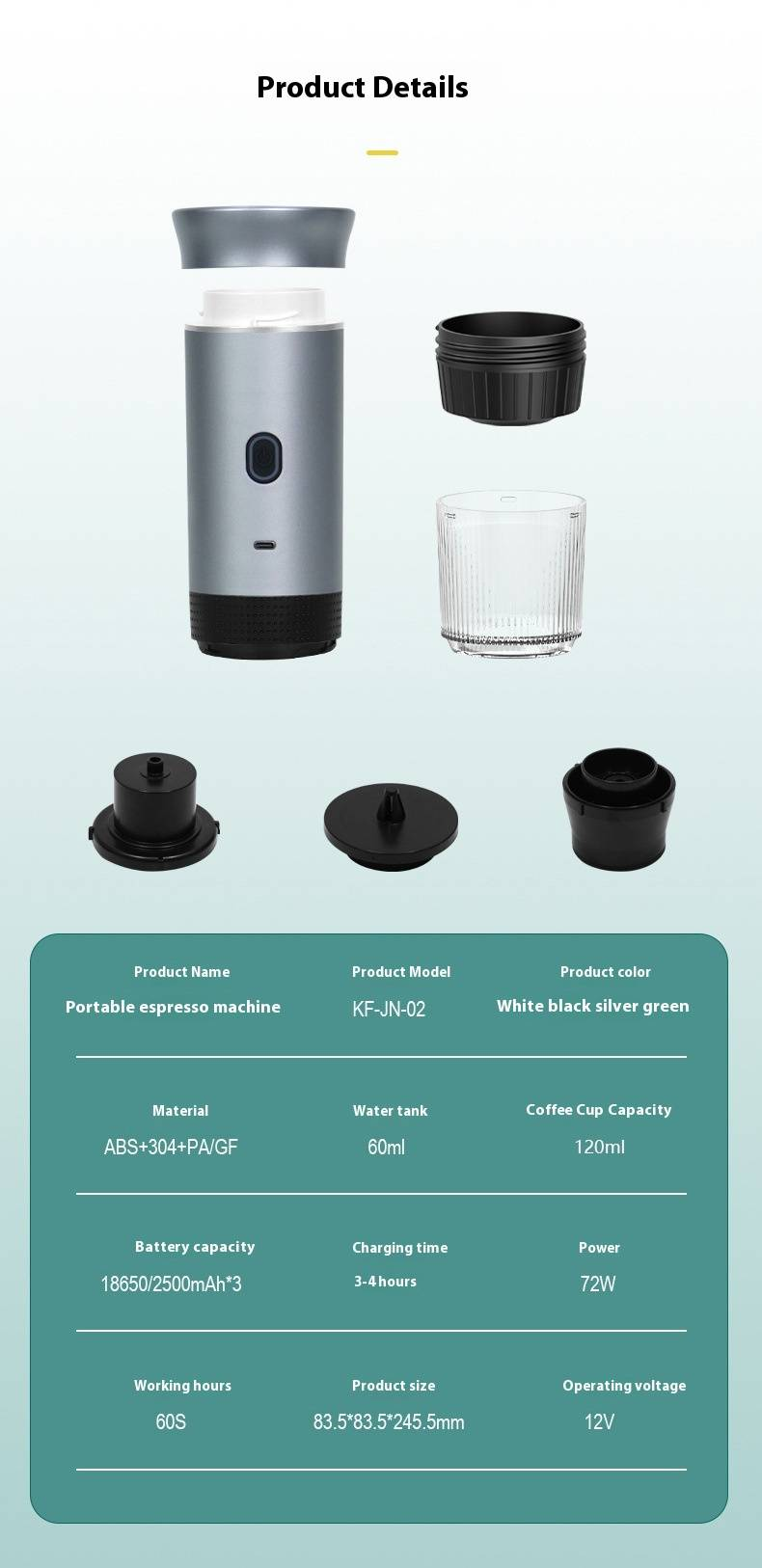 Portable Espresso Machine - 3-in-1 Capsule Coffee Maker For Nespresso & Ground Coffee - Compact & Travel-Friendly - Perfect For Home Office_voghion.com