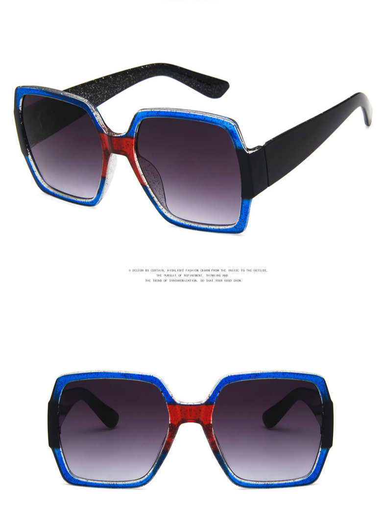 Women's Sunglasses Large Square Frame Sunglasses 97010 Fashion Colorful Glitter Sunglasses Retro Sunglasses_voghion.com