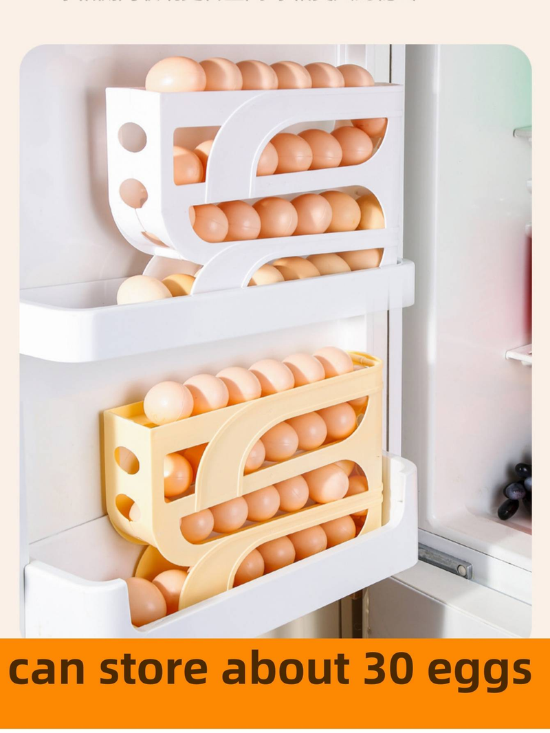 Kitchen Egg Storage Box, Four-layer Slide Type Refrigerator Egg Rack, Automatic Rolling Egg Bracket, Anti-drop Egg Box_voghion.com