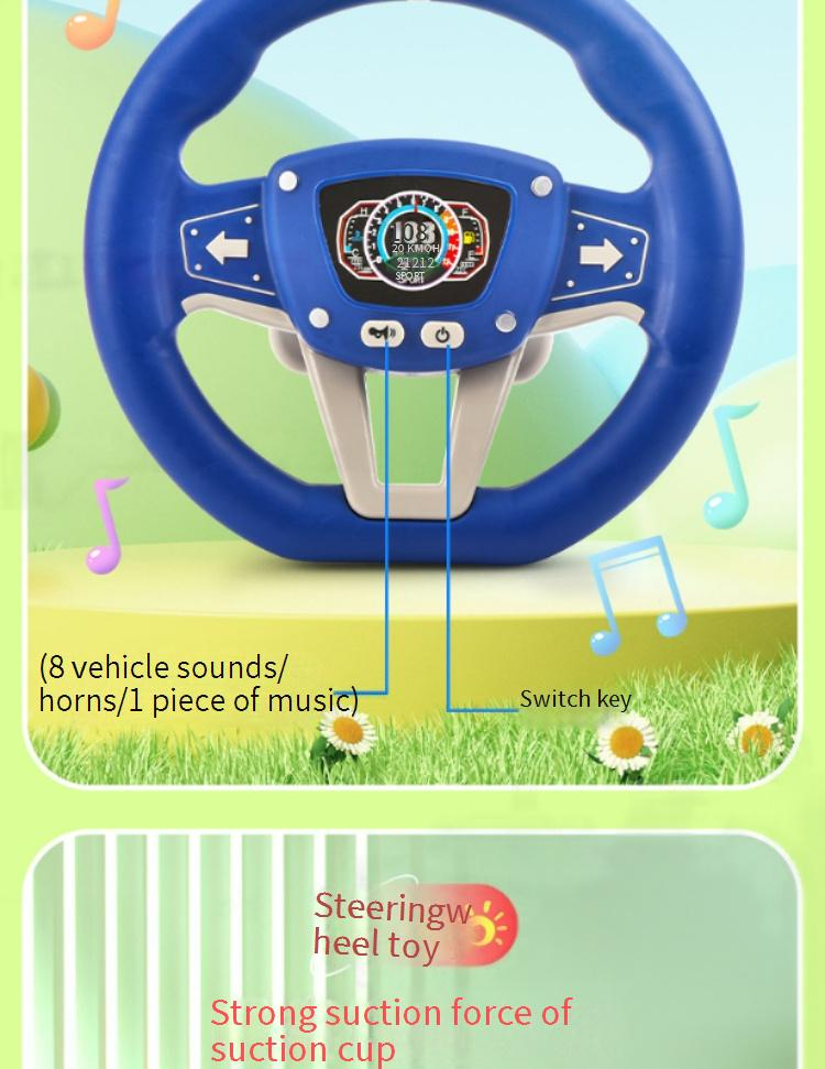 Mother & Kids Interactive Kids Steering Wheel Toy With 360° Rotation Realistic Sound Effects Strong Cups Fun Driving Simulation Traffic Learning Game_voghion.com