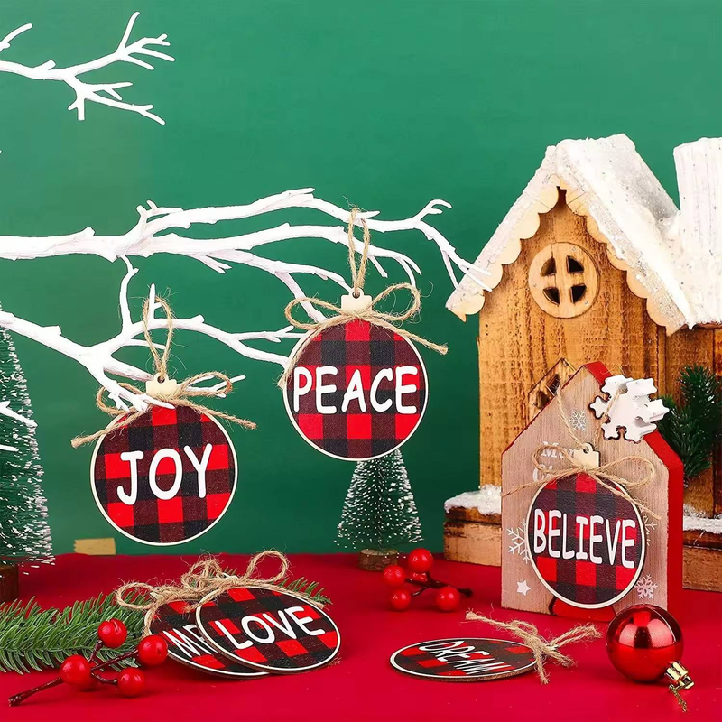 Christmas Decorative Wood Chip DIY Pendant, Christmas Party Gift Wooden Pendant With A Tag_voghion.com