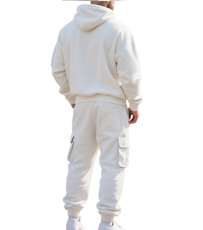 Utility joggingset voor heren - stijlvolle tweedelig met letterprint en cargozakken, trendy streetwear-trainingspak_voghion.com