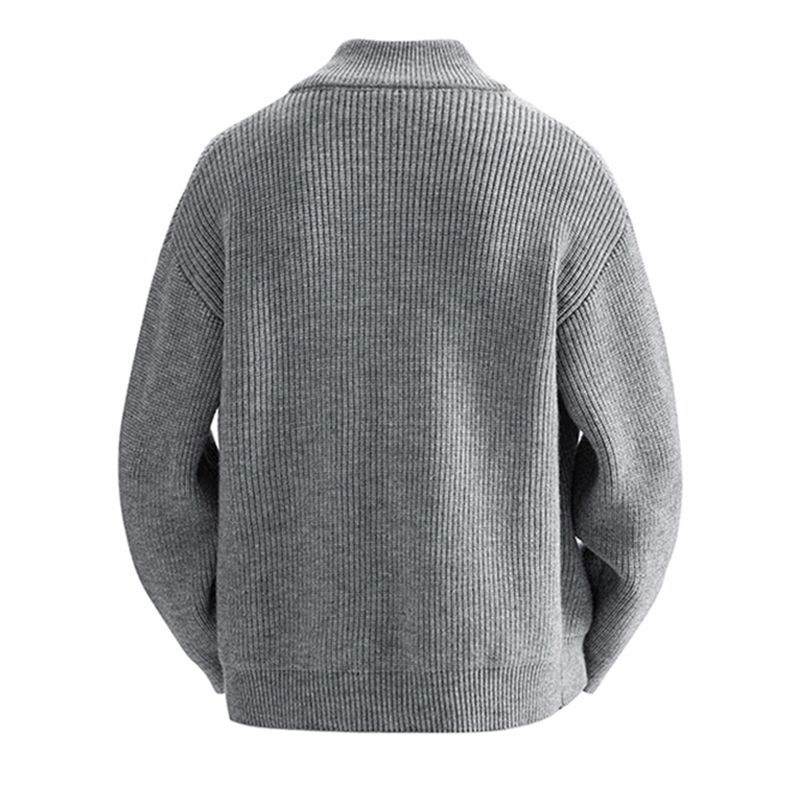 Herren-Strickpullover mit Reißverschluss – Dehnbarer Cardigan mit Stehkragen (M-XXXL, Polyester, maschinenwaschbar)_voghion.com