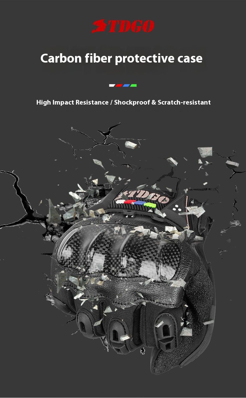 Motorcycle Gloves – All-Season Riding Gloves (Touchscreen, Anti-Slip, PE/Alloy/Carbon Shell, M/L/XL, Black/Red/Green)_voghion.com