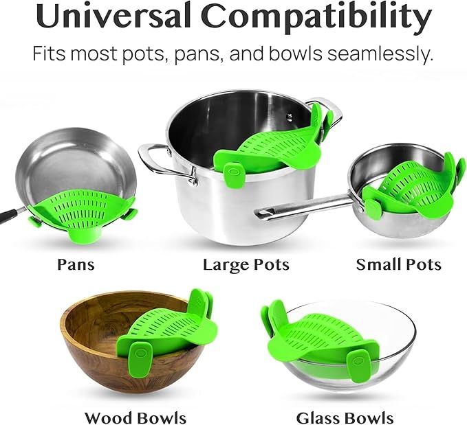 Colino per spaghetti in silicone per pentole, ciotole e padelle - Pentola con filtro resistente al calore per verdure e noodles - Utensile da cucina per cucinare_voghion.com