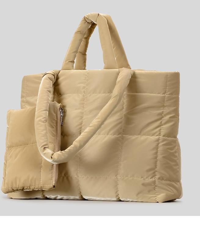 Quilted Puffer Tote Bag For Women - Large Capacity Soft Cloud Shoulder Bag With Nylon Exterior, Lightweight & Stylish Handbag For Travel & Daily Use_voghion.com