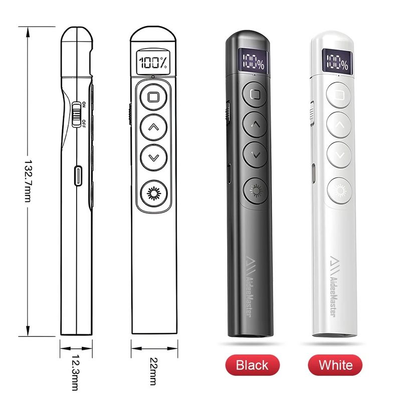 Penna multimediale multimediale da 1 PC Insegnamento della penna a frusta wireless multifunzionale con display digitale Presentatore PPT Insegnamento del discorso_voghion.com