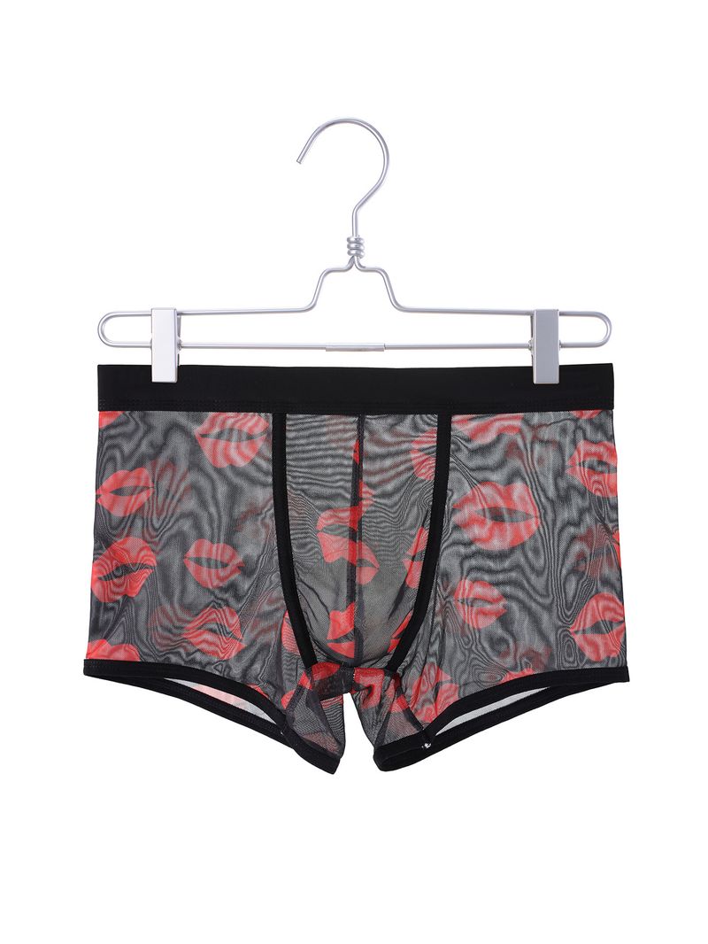 Vīriešu apakšveļa Seksīga elpojoša lūpu apdruka vīriešu bokseršorti_voghion.com