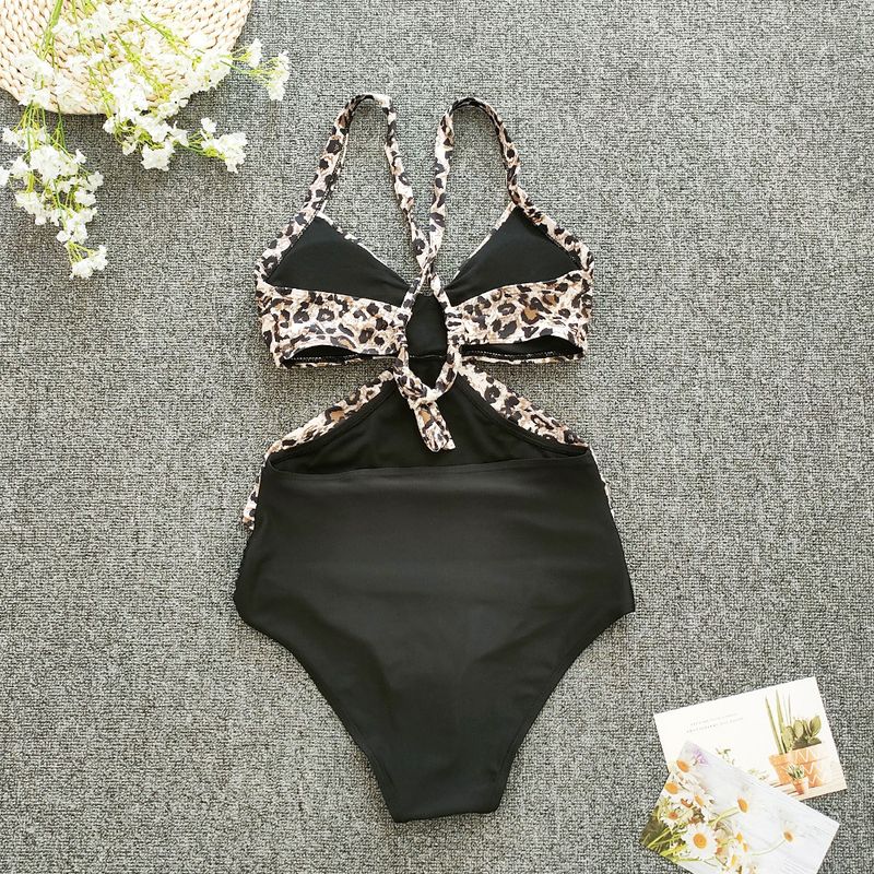 Maillot de bain une pièce à imprimé léopard pour femme_voghion.com