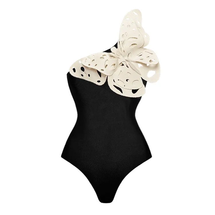 Frauen 3D hohl schmetterling dekoration ein-schulter einteiliges badeanzug anzug frauen kreuz-grenze heißer stil_voghion.com