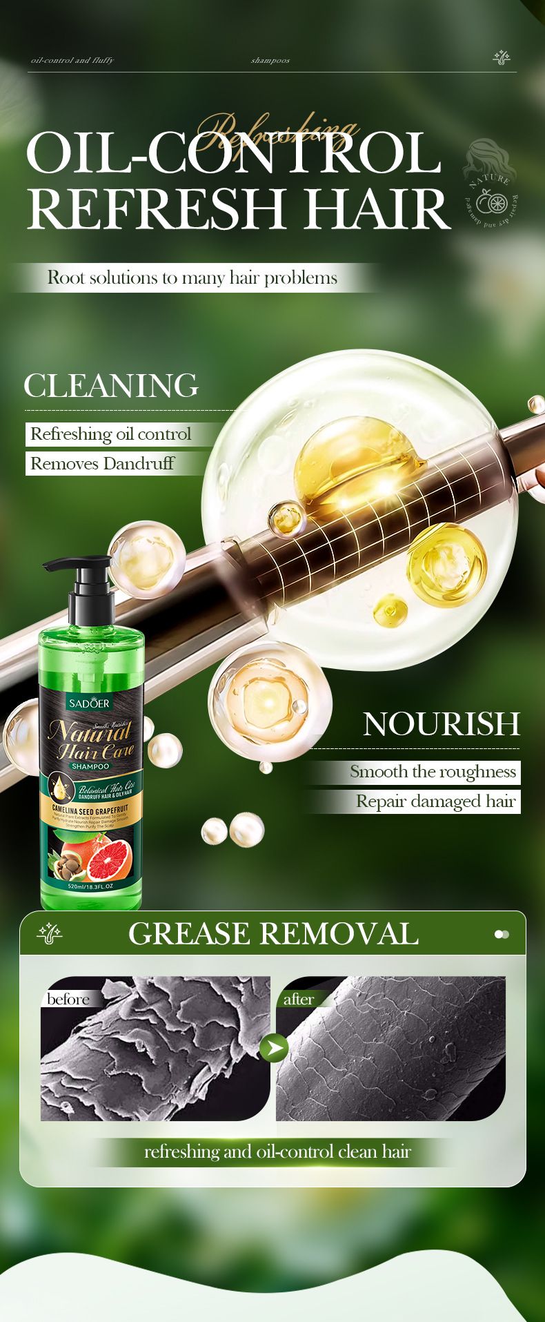 Full English Camellia Seed Anti-Dandruff SADOER Grapefruit Smooth Nourishing Shampoo_voghion.com