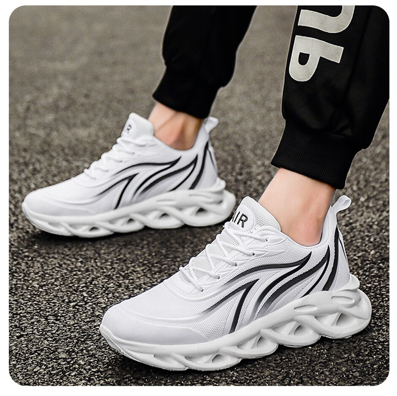Moda Koşu Ayakkabıları Erkekler Alev Baskılı Sneakers Örgü Atletik Spor Bıçak Yastıklama Koşu Eğitmenler Hafif_voghion.com