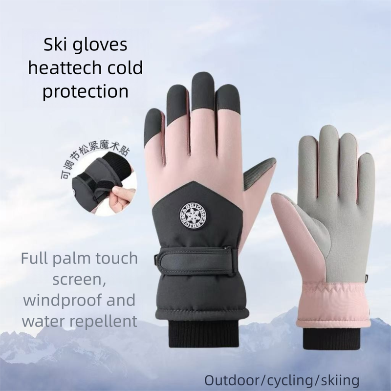 Luvas de ciclismo ao ar livre, à prova de vento, forradas com lã, quentes, resistentes à água e com tela sensível ao toque, para esqui, para homens e mulheres_voghion.com