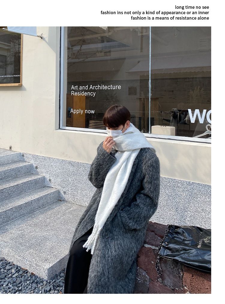 Seepferdchen-Wollmantel für Herren, Herbst und Winter, koreanischer Anzug-Trenchcoat, mittellang und lang, verdickter Wollmantel_voghion.com