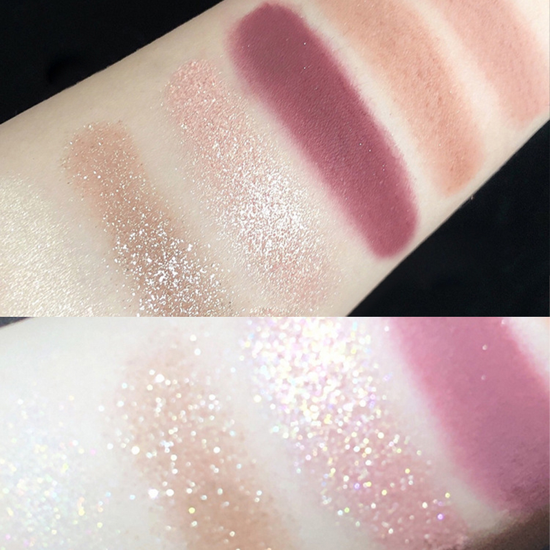 Palette de fard à paupières Rose de sept couleurs, nacrée, mate, scintillante, couleur terre brillante pour les yeux_voghion.com