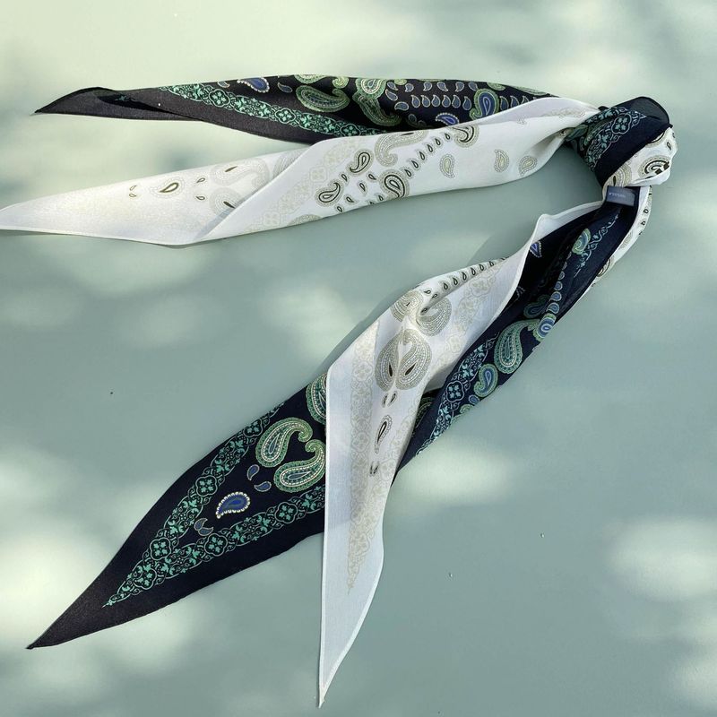 Französischer Stil Maulbeerseide Paisley Hals Damen Kleiner Diamant Schal Haarband_voghion.com