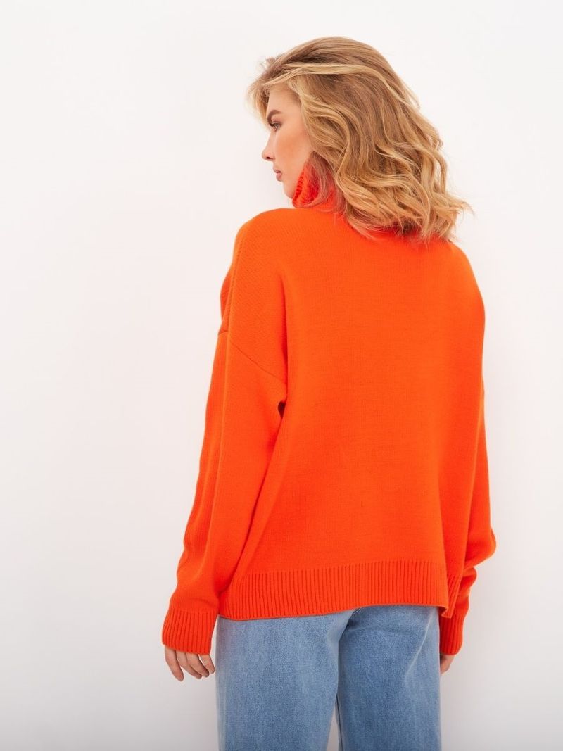 Women's Oversized High-Neck Sweater – Trendy Fall & Winter Pullover, Soft Viscose Blend, Drop Shoulder Sleeves, 8 Vibrant Colors For Casual_voghion.com