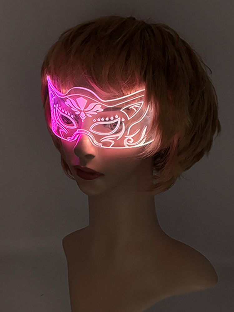 Maschera luminosa al neon a LED colorata per feste, maschera per feste di Natale e Halloween 2025, decorazione per bar e locali notturni_voghion.com