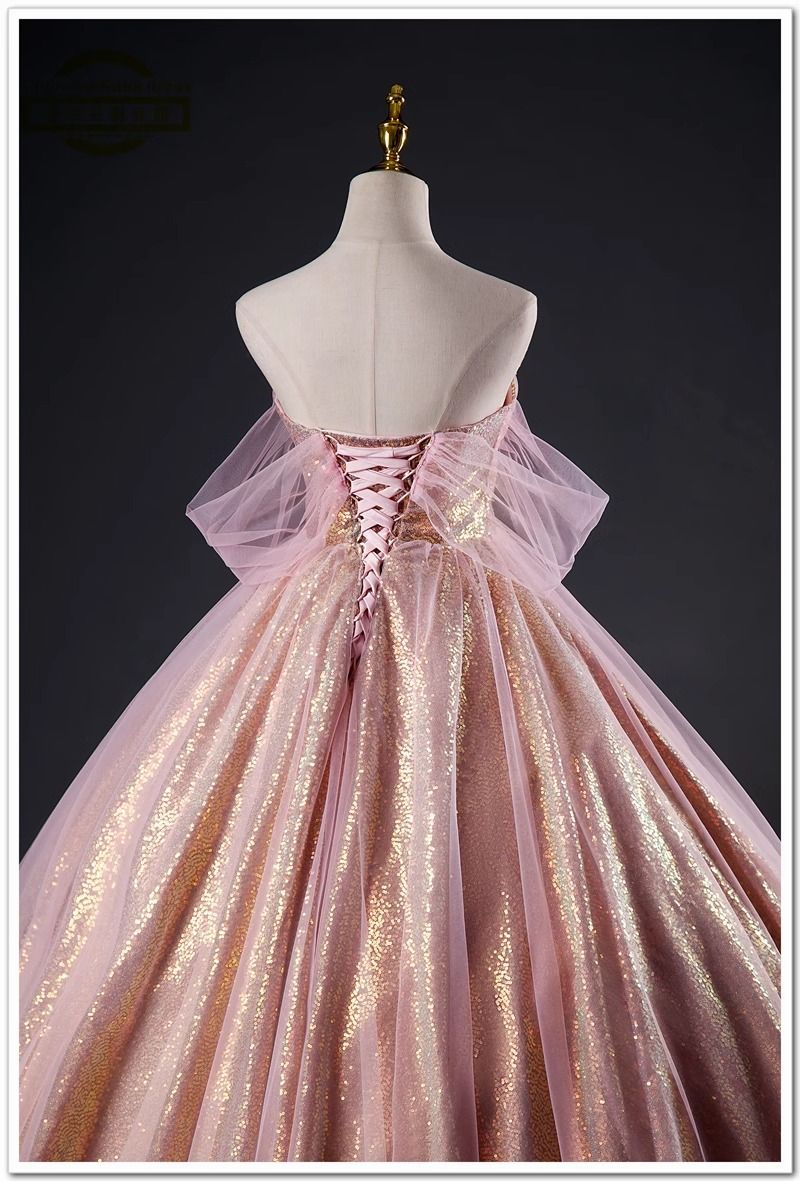 Abito da ballo a sirena iridescente da donna - Abito da ballo senza spalline con corsetto e lacci e gonna in tulle per spettacoli teatrali e matrimoni_voghion.com