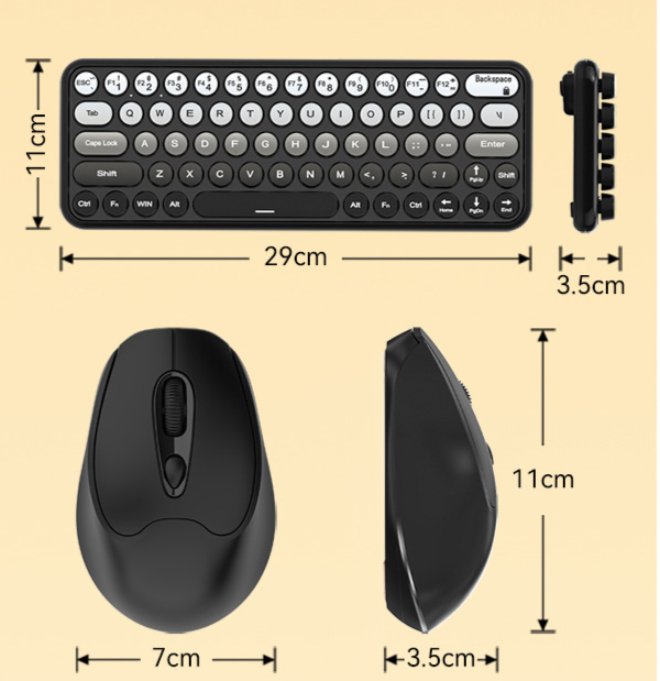 Girls Office Three-Mode Wireless Bluetooth Mouse Set Gradient Color Computer Laptop Membrane Mechanical Keyboard_voghion.com