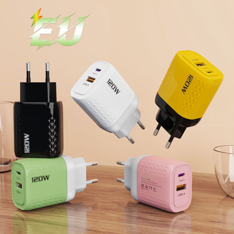 syct Compatible With Huawei Xiaomi Samsung TYPE-C+USB Macaron 120W Mobile Phone Charger UK Plug Charging Head_voghion.com