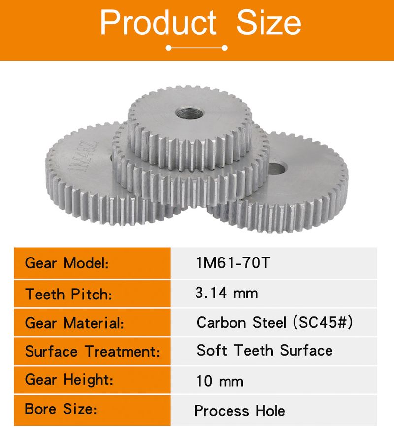 Roată dințată din oțel carbon Cydrical 1M-61/62/63/64/65/66/67/68/69/70T SC45# pentru accesorii de transmisie_voghion.com