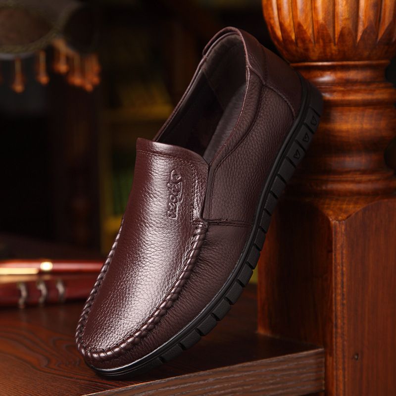Nuove scarpe da uomo slip-on in vera pelle, taglia grande 4748, per papà di mezza età_voghion.com