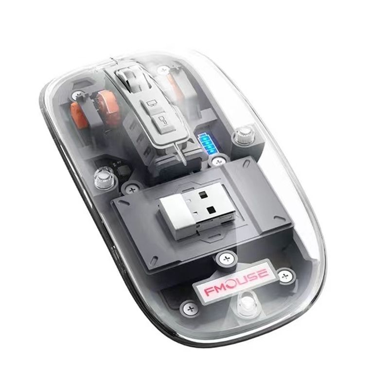Carregamento sem fio Bluetooth, novo mouse USB 2.4g transparente de modo duplo, neutro para homens e mulheres, para jogos em casa e escritório_voghion.com
