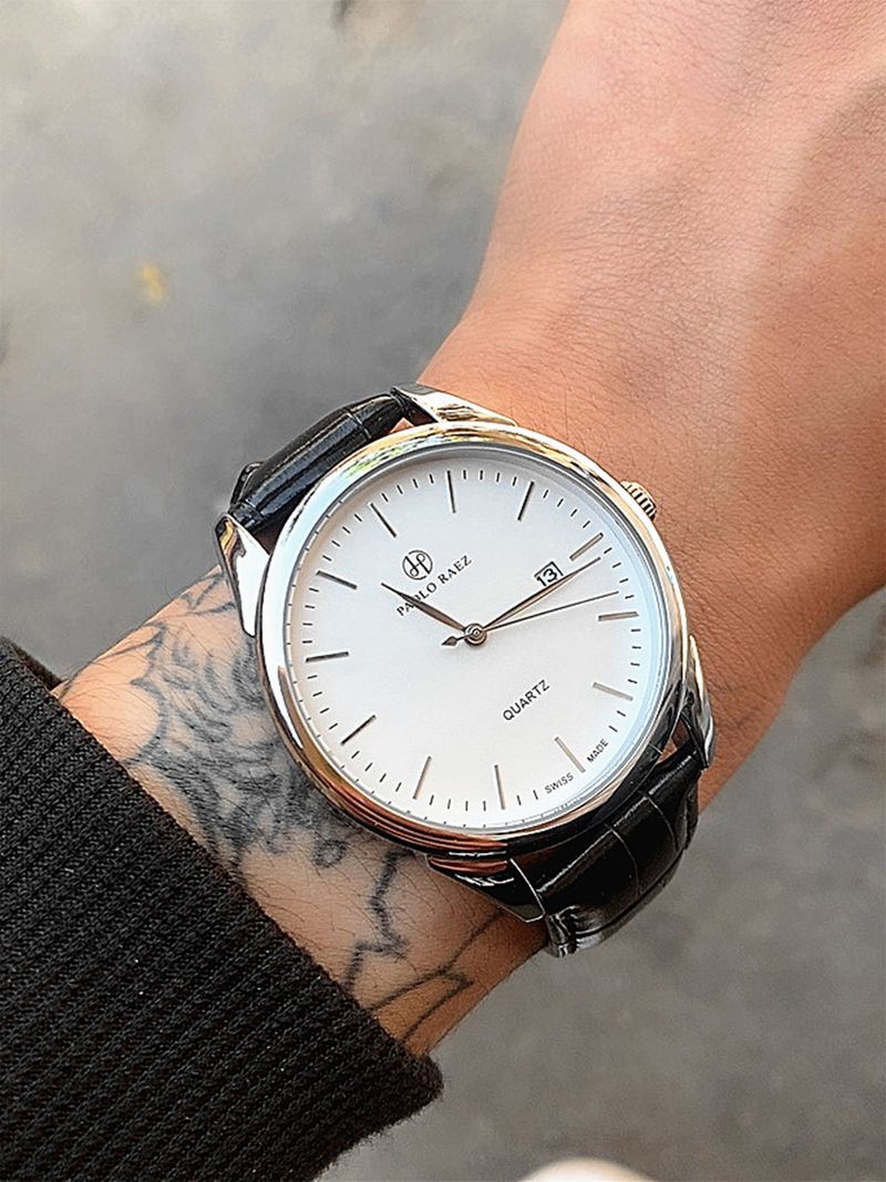 Relógio masculino de couro simples e de alto valor, à prova d'água, relógio automático empresarial à prova d'água, presente de alta qualidade, mesa de teste pontual_voghion.com