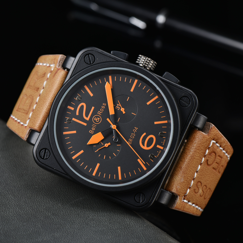 【Bell & Ross】 Alternatief sporthorloge met vierkante wijzerplaat, hoogwaardig leer_voghion.com