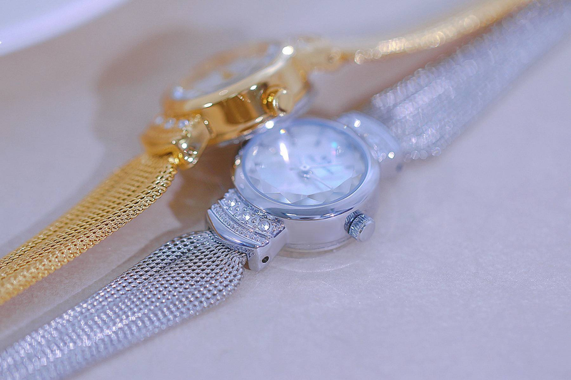 BS moteriškas senovinis prabangus žėručio ciferblato papuošalų laikrodis moteriškas laikrodžio kvietinis ausų dirželis_voghion.com