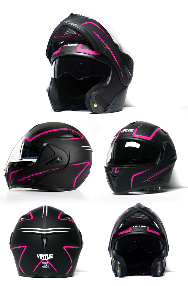 Casco con visera de doble lente DOT para vehículo eléctrico_voghion.com